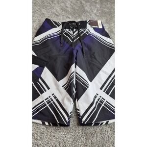 Hawks Boys Youth Large 12 Swimwear Trunks Bottoms Purple Black White Beach‎